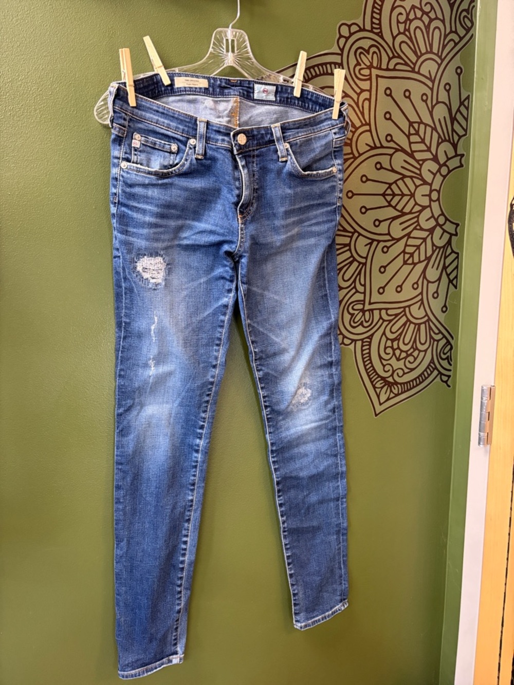 Ag Adriano Goldschmied Blue Distressed Skinny Jeans